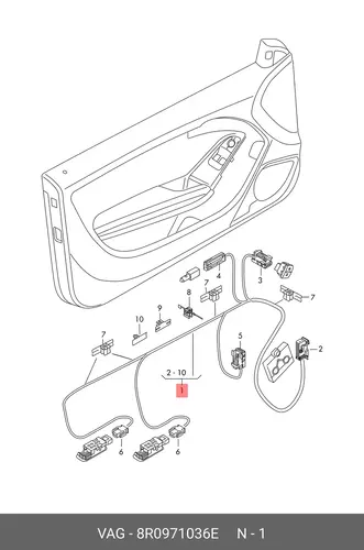 Жгут проводов двери 8R0971036E VAG