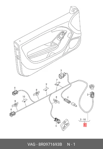Жгут проводов двери 8R0971693B VAG