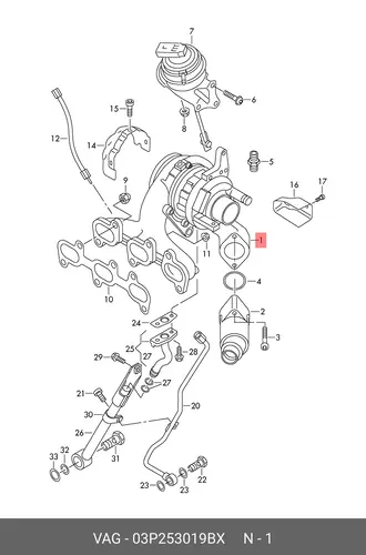 Турбокомпрессор 03P253019BX VAG