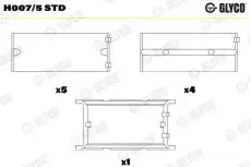 вкладыши коренные к-кт! STD (5)\ BMW E30/E34/E36 1.6/1.8 M40/M42 87> H007/5 STD GLYCO