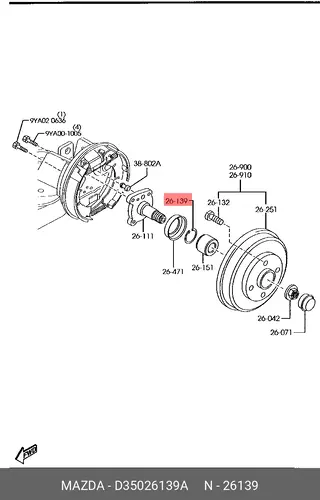 КОЛЬЦО УПЛОТНИТЕЛЬНОЕ ЗАДНЕЙ ОСИ,М2 D35026139A MAZDA