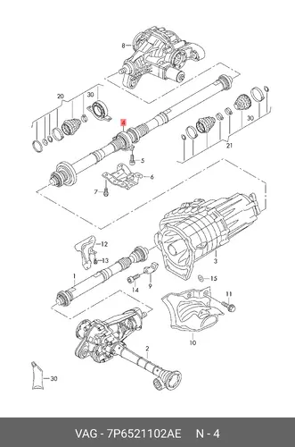Карданный вал 7P6521102AE VAG