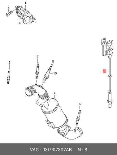 Блок управления с датчиком NOX 03L907807AB VAG