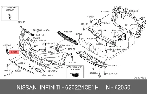 БАМПЕР ПЕРЕДНИЙ 62022-4CE1H NISSAN