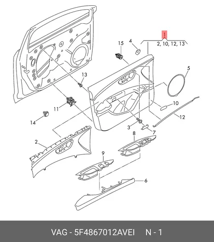 Обивка двери 5F4867012A VEI VAG
