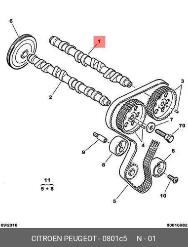Распредвал PSA 0801 C5