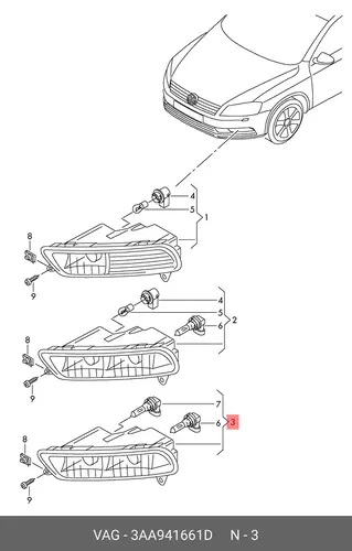 Фара противотуманная VAG 3AA941661D