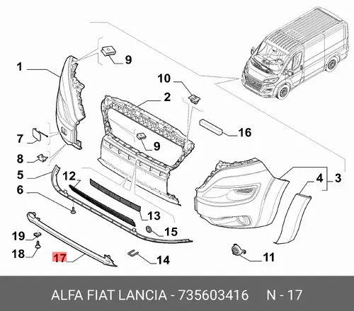  МОЛДИНГ БАМПЕРА ПЕРЕДНЕГО 735603416 FIAT