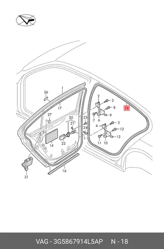 Уплотнитель двери VAG 3G5867914L 5AP