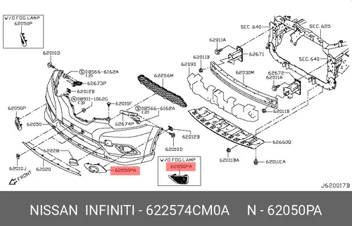 Решетка бампера NISSAN 62257-4CM0A