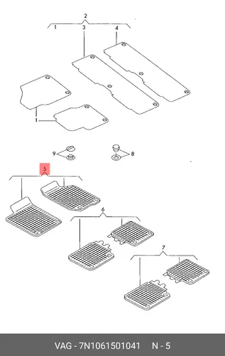 Коврики в салон VAG 7N1061501 041
