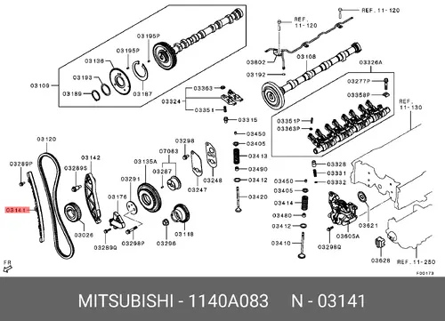 успокоитель цепи ГРМ!\ Mitsubishi L200 14> 1140A083