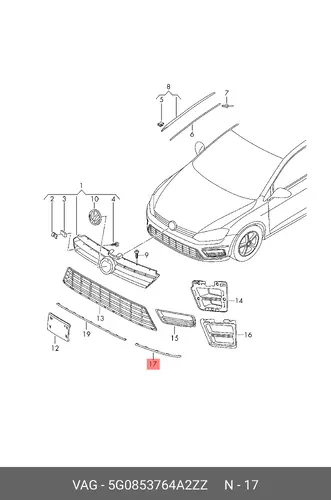 МОЛДИНГ 5G0853764A 2ZZ VAG