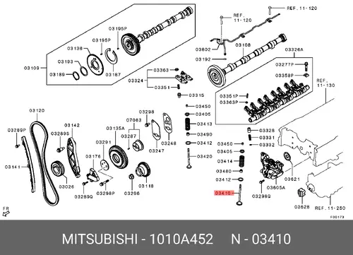  КЛАПАН ВПУСКНОЙ 1010A452 MITSUBISHI