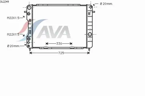 Радиатор системы охлаждения двигателя AVA OL2249