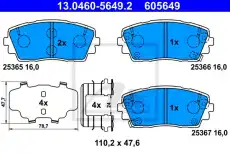 Тормозные колодки дисковые ATE 13.0460-5649.2