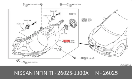 Фара NISSAN 26025-JJ00A