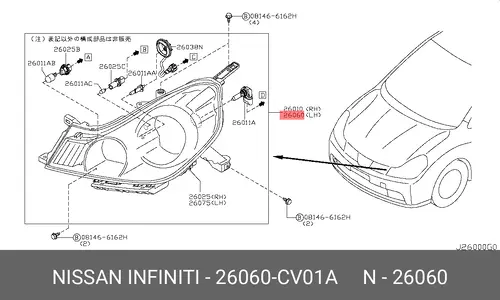 Фара NISSAN 26060-CV01A
