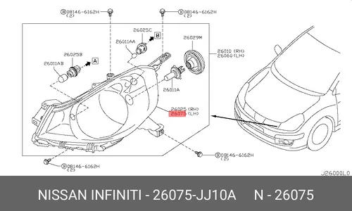 Фара NISSAN 26075-JJ10A