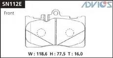 Тормозные колодки дисковые передняя ось ADVICS SN112E