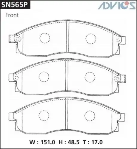 Тормозные колодки дисковые ADVICS SN565P