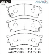 Тормозные колодки дисковые передняя ось ADVICS SN642P