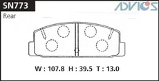 Тормозные колодки дисковые задняя ось ADVICS SN773