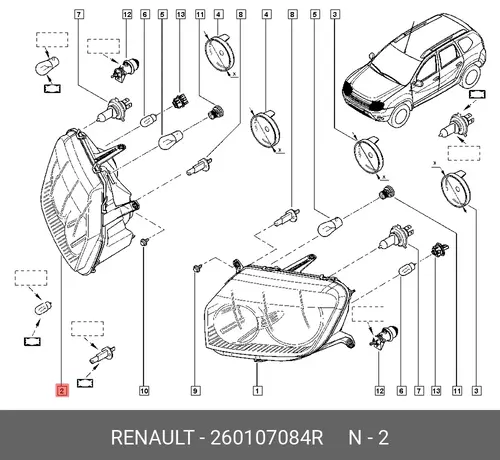 Фара RENAULT 260107084R