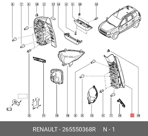 Фонарь задний RENAULT 265550368R