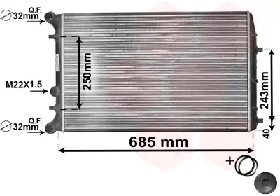 Радиатор системы охлаждения двигателя VAN WEZEL 76002010