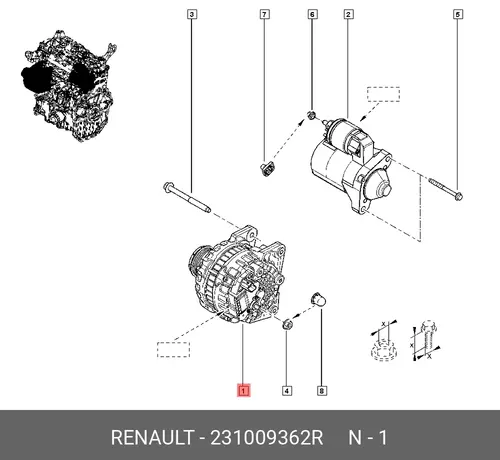 Генератор RENAULT 231009362R