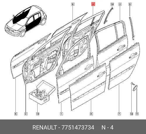 ДВЕРЬ ЗАД ПР 7751473734 RENAULT