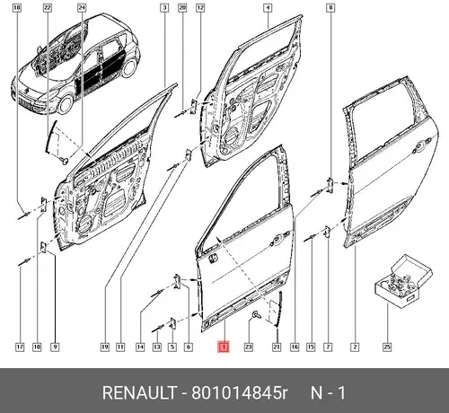 ДВЕРЬ ПЕР ЛЕВ(МЕТ) 801014845R RENAULT