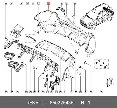 бампер задний!\ Renault Duster 15> 850225435R