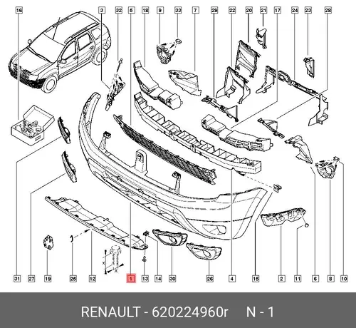 БАМПЕР ПЕРЕДНИЙ 620224960R RENAULT