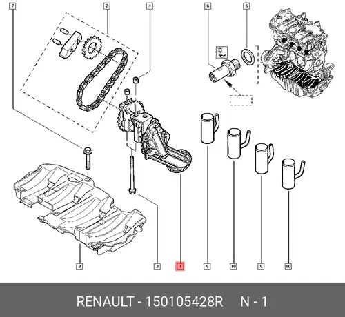 150105428R НАСОС МАСЛЯНЫЙ ДВИГАТЕЛЯ, RENAULT