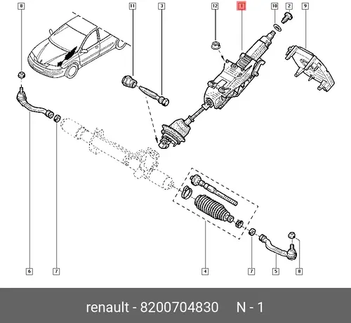 Рулевая рейка RENAULT 8200704830