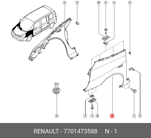 Крыло RENAULT 7701473588