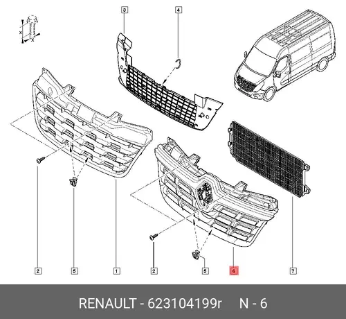 Решетка радиатора RENAULT 623104199R