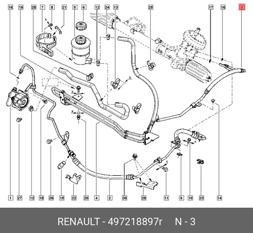 Шланг ГУР RENAULT 497218897R