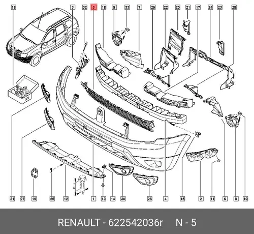 Решетка радиатора RENAULT 622542036R