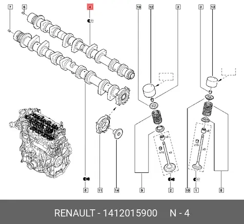 Распредвал RENAULT 1412015900