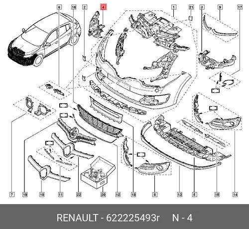 622225493R КРОНШТЕЙН БАМПЕР ПРАВ RENAULT