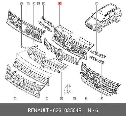 Решетка радиатора RENAULT 623103564R