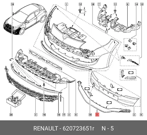 НАКЛАДКА ПЕРЕДНЕГО БАМПЕРА (ПЛАС) 620723651R RENAULT
