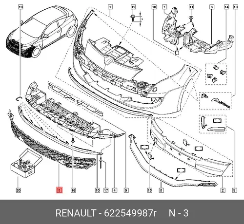 Решетка радиатора RENAULT 622549987R