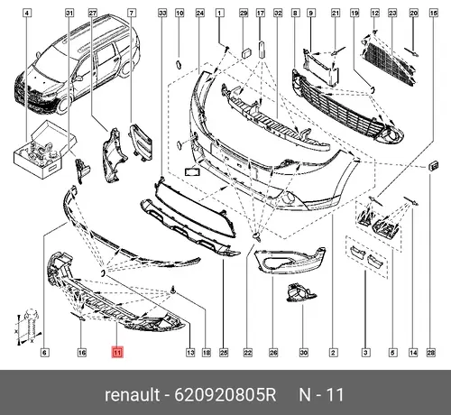  НАКЛАДКА БАМП. ПЕР. ДЕКОР. 620920805R RENAULT