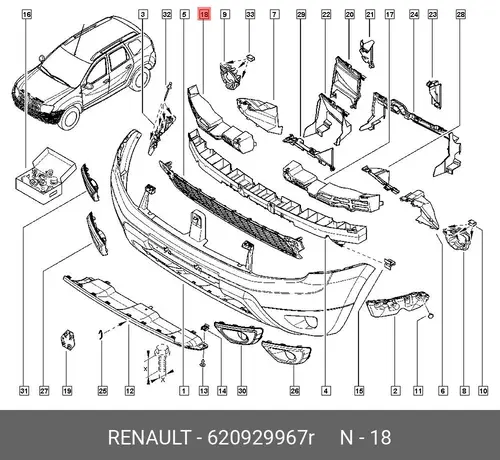 Абсорбер-усилитель бампера RENAULT 620929967R