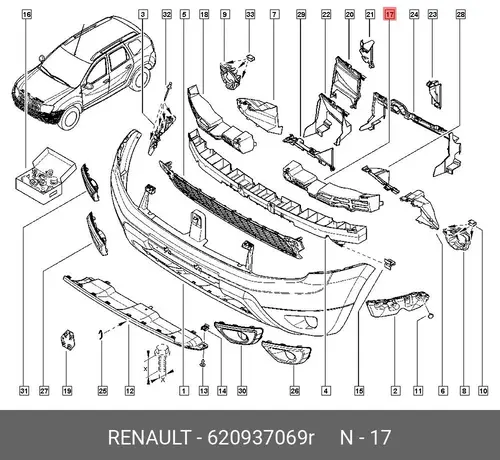Абсорбер-усилитель бампера RENAULT 620937069R
