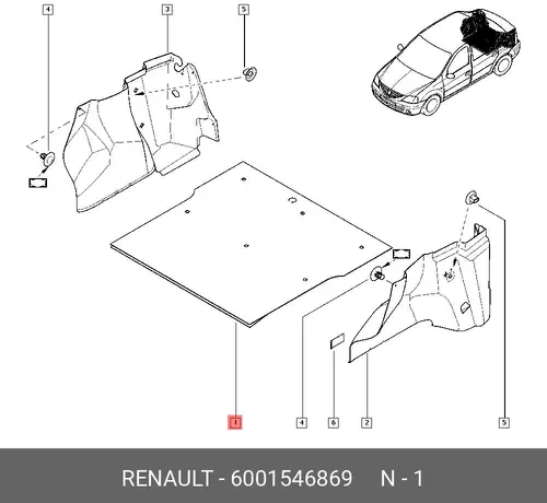 Коврик в багажник RENAULT 6001546869